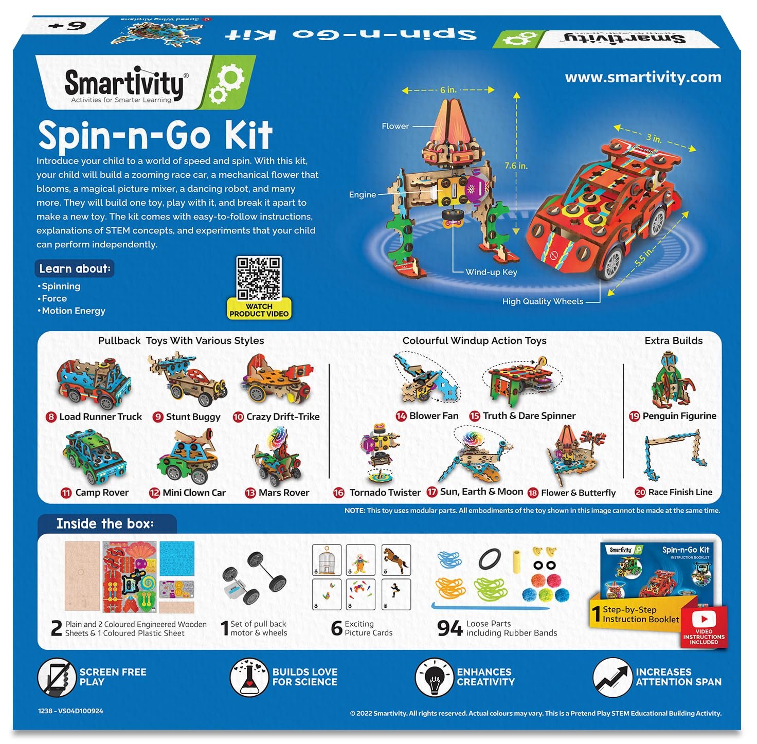 Alternative view of Smartivity 20in1 Spin-n-Go Kit I Build a Moving Robot, CAR, Airplane & More  | DIY Science Toy